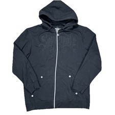 South Pole Premium Hoodie Full Zip Logo Size 2XL Triple Black Y2K Vintage
