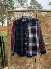 Polo Ralph Lauren Navy/Green/Red MULTI-PLAID Oxford Fun Shirt Boys Large 14-16