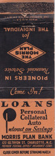 Morris Plan Bank Charlotte North Carolina Matchbook 1940's