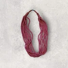 25" ~ 8 Strand Pretty Pink Wood Bead Beaded Fashion Necklace
