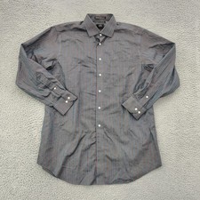 Paul Fredrick Shirt Men 16 33 Gray Striped Non Iron Two Ply Cotton Dress