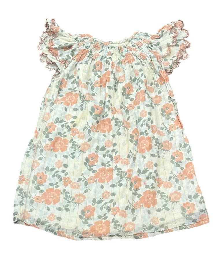 VESTIDO LOUIS LOUISE ROSA VINTAGE FLOR FLORAL AJUSTADO MANGA ACAMPANADA TALLA 4 Foto 3 de 4