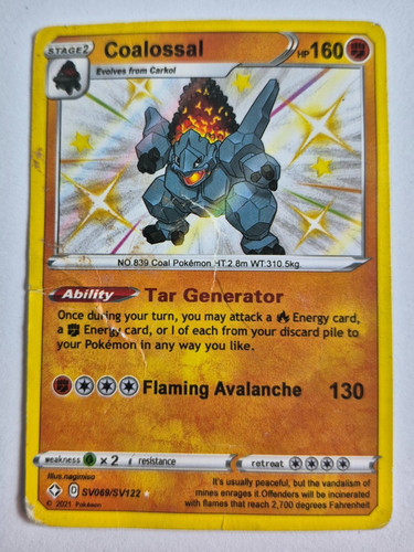 Pokemon TCG Coalossal Card SV069/SV122 Shining Fates: Shiny Vault Regular Rare