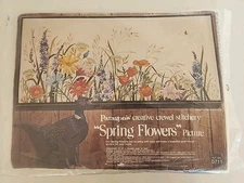 Paragon SPRING FLOWERS Crewel Kit 0711 Vintage Boho Embroidery 18x40 Sealed NIP
