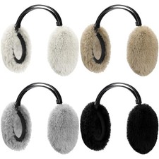 4 Pcs Unisex Winter Ear Muffs Faux Fur Earmuffs Foldable Ear Warmers Light