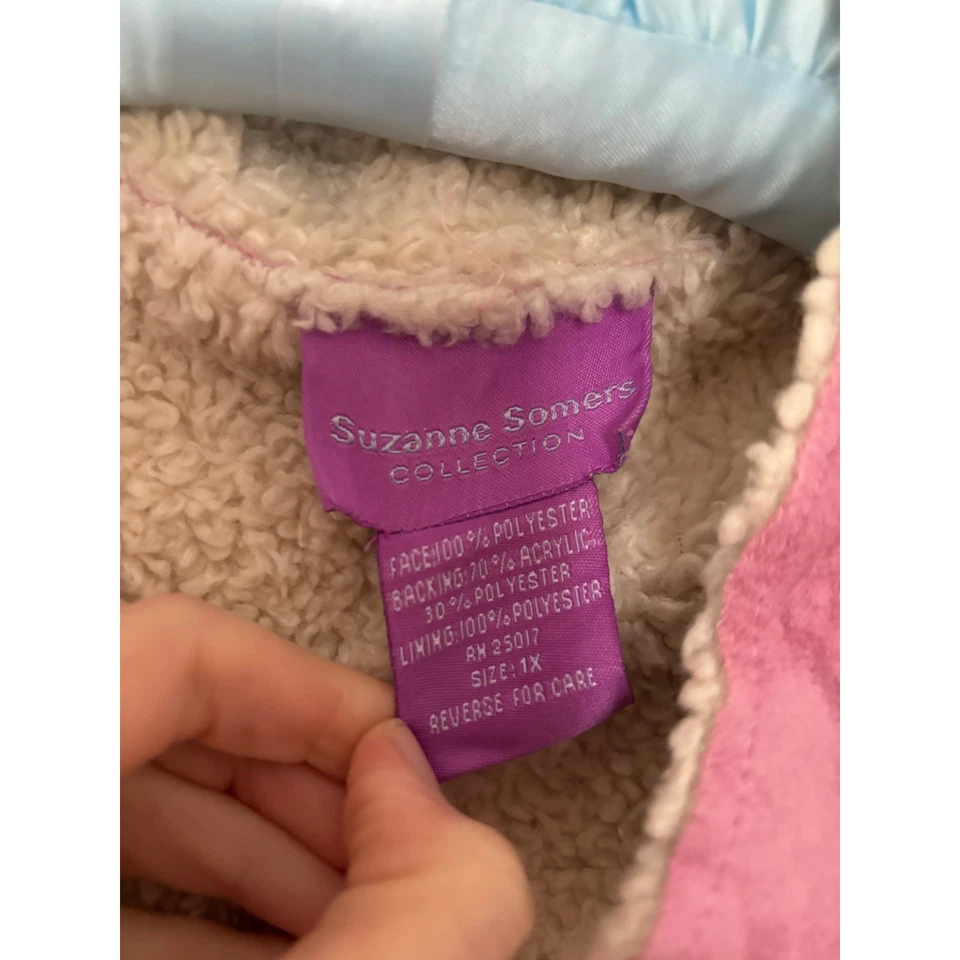 Chaqueta de Colección Suzanne Somers Bebé Rosa Sherpa Forrada con Cremallera 1X Foto 3 de 4