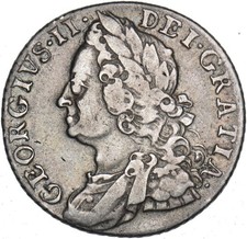 1758 Shilling - George II British Silver Coin - Nice