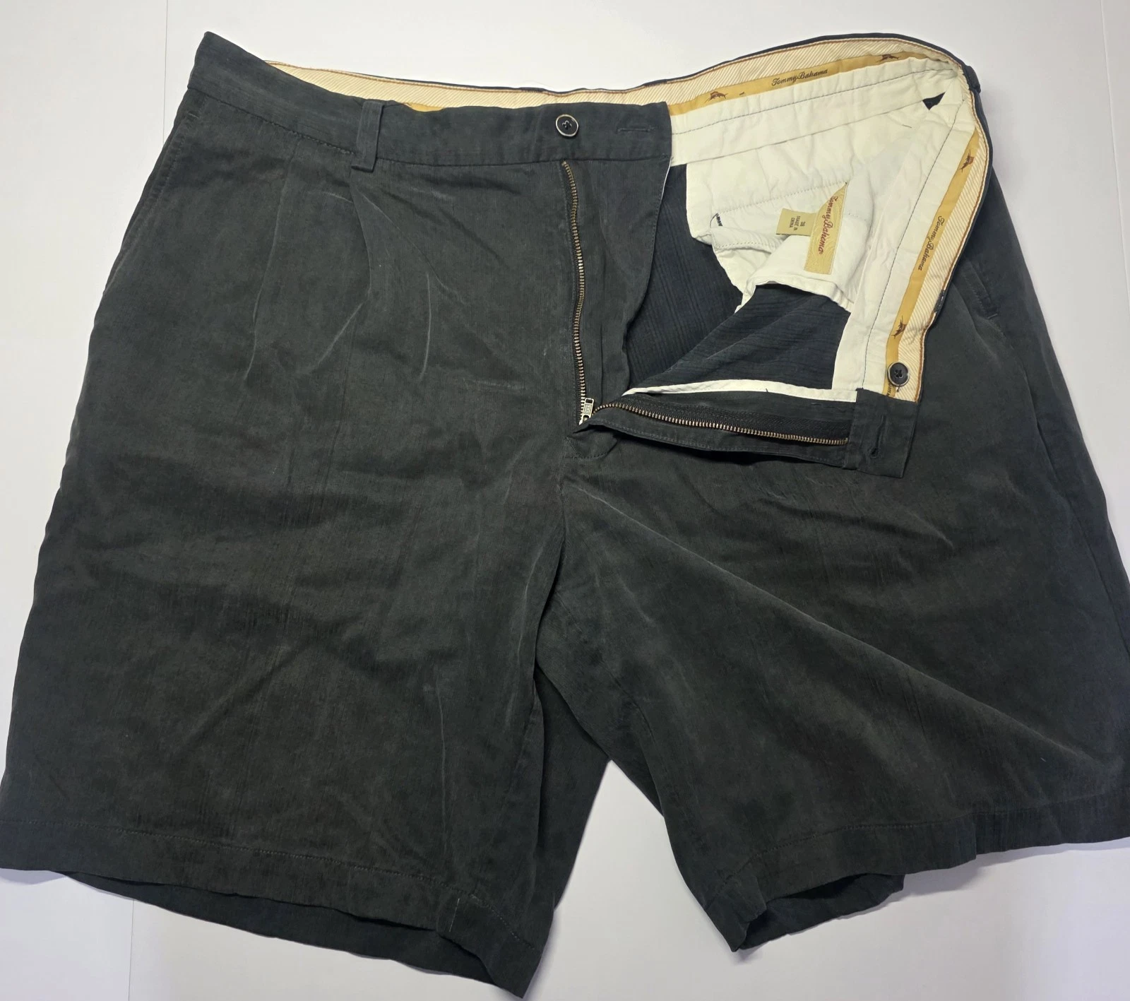 Tommy Bahama Mens Size 38 Black Silk Blend Chino Shorts
