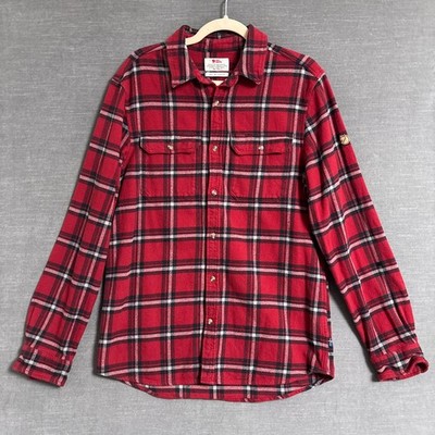 Fjallraven Shirt Men M Comfort Fit Red Plaid Flannel Casual Hiking Outdoor