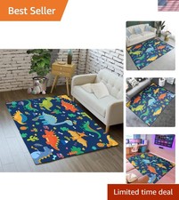 Cartoon Dinosaur Area Rugs Lovely Dinosaur Carpet Rugs for Boys Kids Blue Cut...