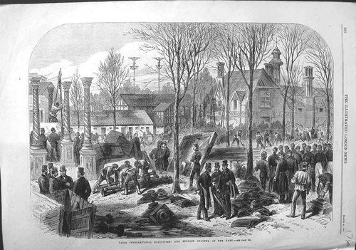 Original Old Antique Print 1867 Paris International Exhibition English Park