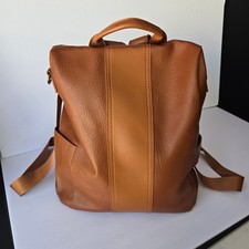 Brown Vegan Leather Convertible Backpack Purs...