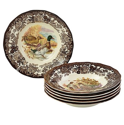 Royal Worcester Palissy Spielserie, 6 x Randschalen, 9 Zoll