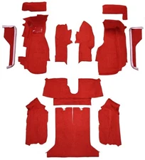 New! 1984 - 1987 Chevy Corvette Coupe Replacement Carpet Set -  Red Fire Cutpile