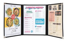 Menu Covers, Triple Fold, 3 Pockets, 6 View, for 8.5" x 11" Letter Size Paper...