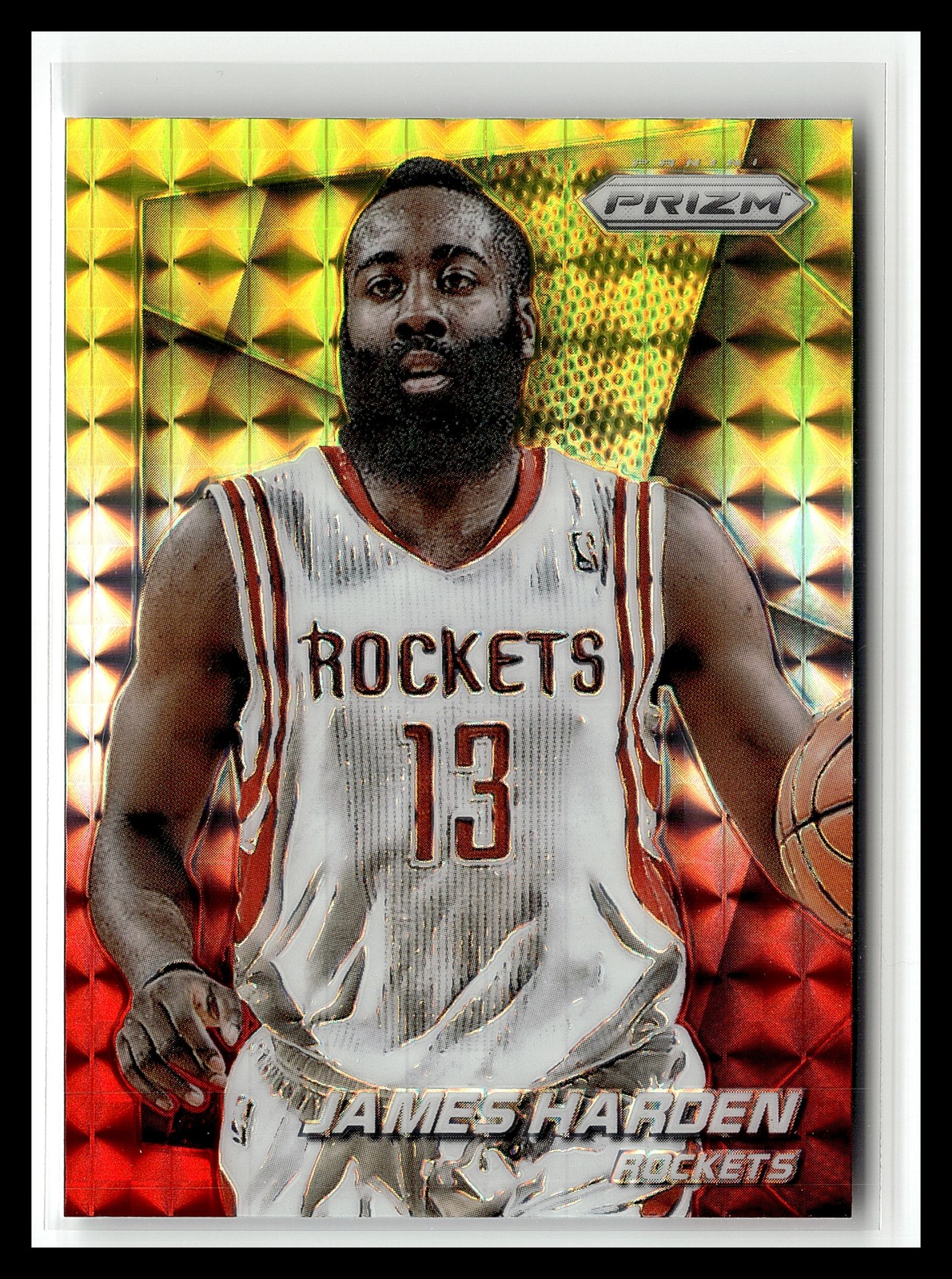 2014-15 Panini Prizm James Harden Prizms Yellow and Red Mosaic #25