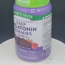 Melatonin Gummies 12mg  60 Count  Vegan, Berry Flavor  by Nature's Truth