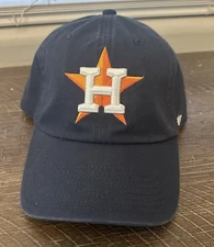 Houston Astros Throwback '47 Brand MLB Clean Up Strapback Adjustable Hat Dad Cap