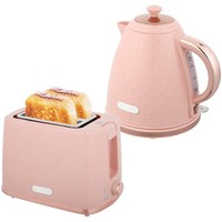 HOMCOM Kettle and Toaster Set 1.7L Kettle & 2 Slice Toaster Set, Light Pink