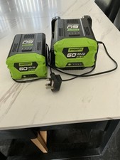 2 GREENWORKS RECHARGEABLE BATTERIES & CHARGER UNIT G60B2