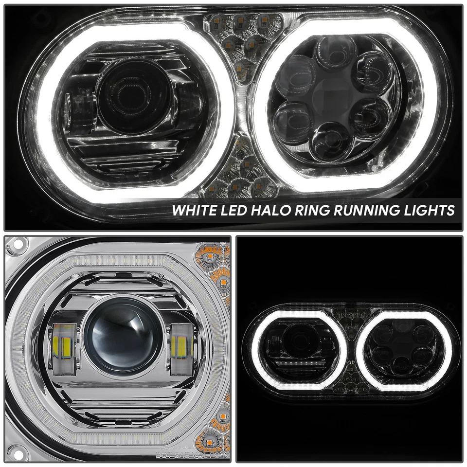 Faros proyectores de señal DRL anillo halo LED cromados Peterbilt 359 1967-1987 Foto 4 de 4