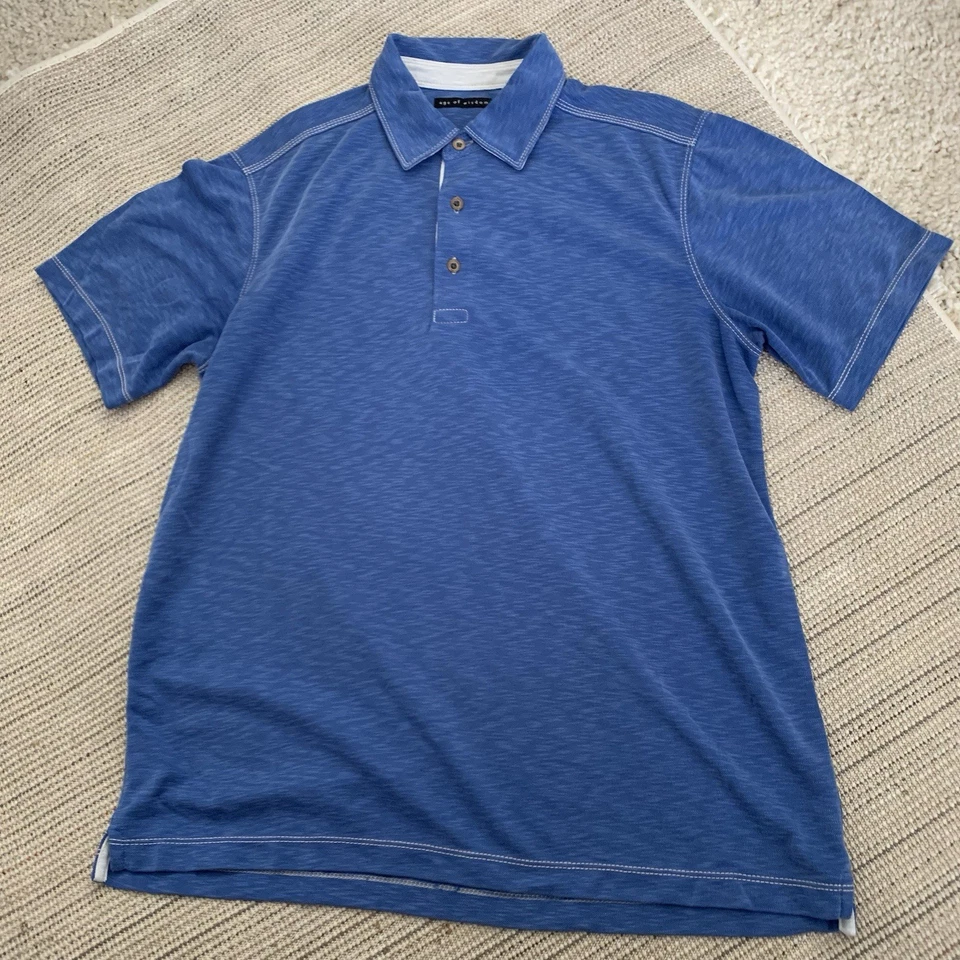 Camisa Polo Age of Wisdom Para Hombre Azul Mediana Manga Corta Modal Poliéster Elastizada Foto 3 de 4