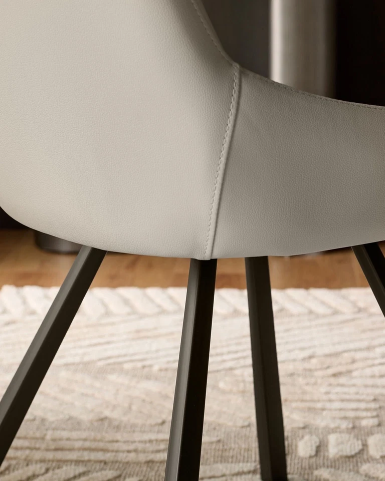 Pair of Danetti Leather Dining Chairs with Metal Legs Light Grey/Black RRP £389 - Image 2 of 4