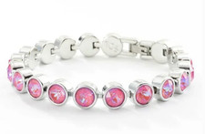 Touchstone Crystal by Swarovski LOTUS PINK DELITE Ice Bracelet 7.25"