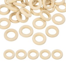 20mm Natural Wooden Rings, 30 Pack Wood Ring Round Linking Rings, Natural Color