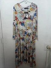 Attitudes by Renee Dress Womens M Floral Maxi Stretch Long Sleeve