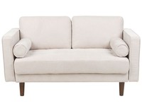 2-Sitzer Sofa Stoff Beige Holzbeine Dicke Sitzkissen Schmale Armlehnen Nurmo