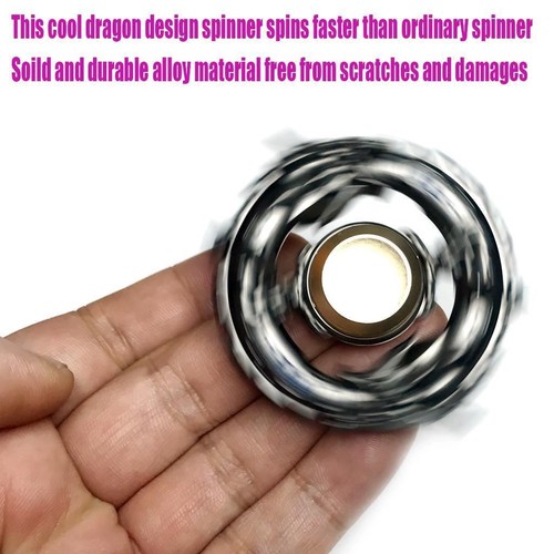 Case + Chinese interlocking Dragon Ball Circle Solid Metal Fidget Spinner Black - Picture 3 of 5