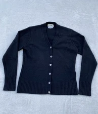 Mens Vintage Saks Fifth Avenue Cashmere Cardigan Sweater Button Front Black L