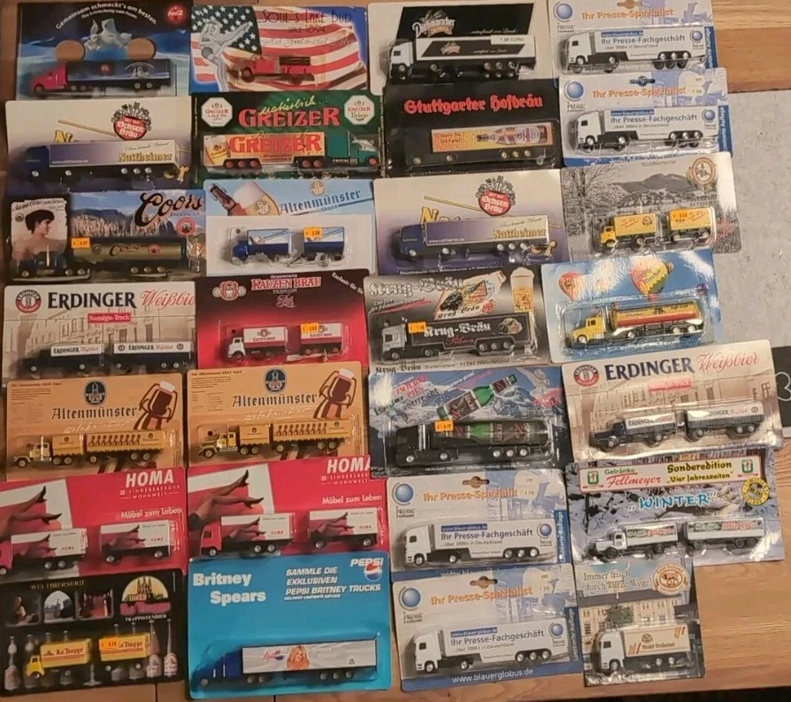Werbetrucks Minitrucks Sammeltrucks Biertrucks Konvolut 28 Stück in OVP - Bild 2 von 4