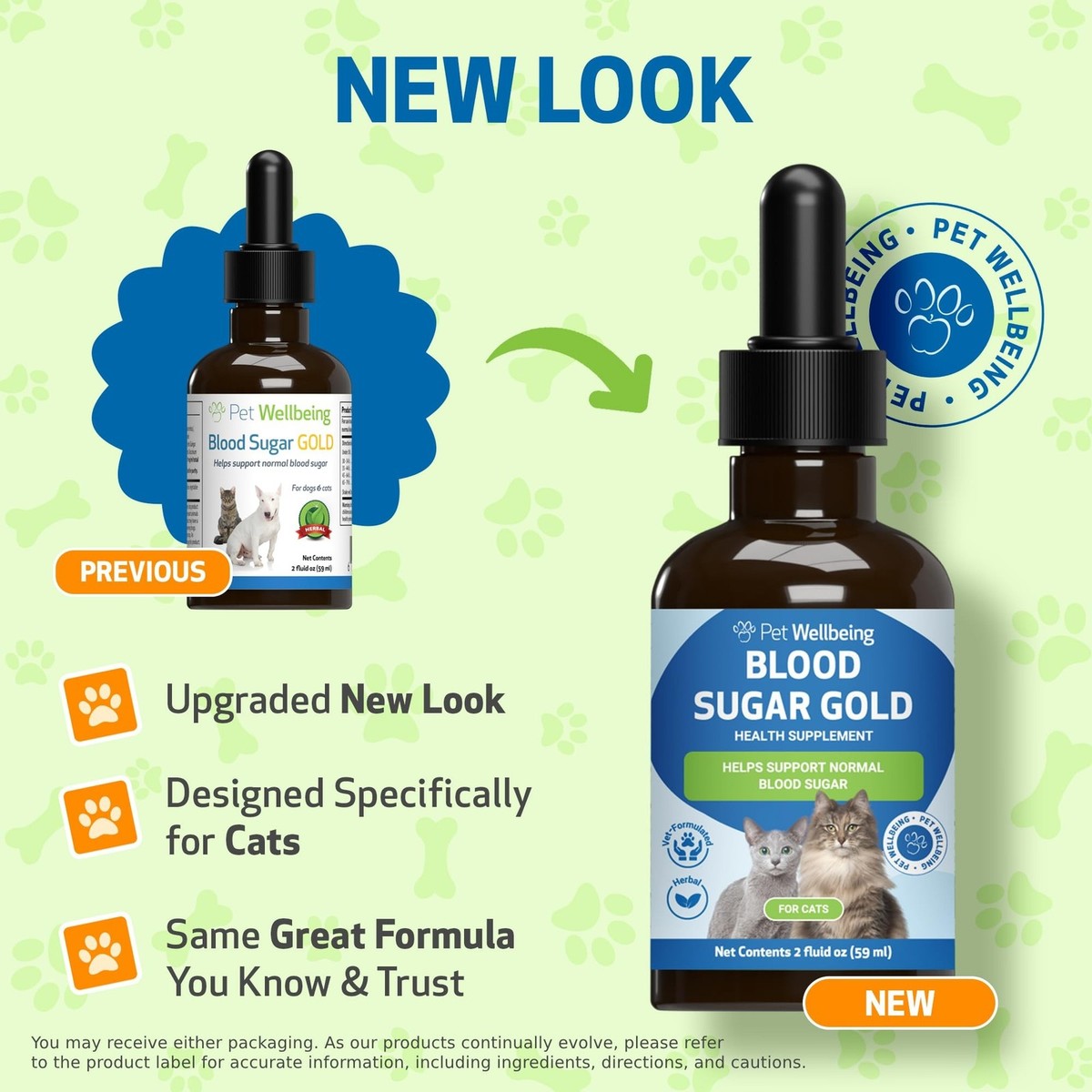 Pet Wellbeing Blood Sugar Gold For Cats - Natural Diabetic Support Supplement 2 Oz
