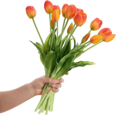 Oran Tulips Artificial Flowers Faux Tulips Real Touch Latex Fake Flower