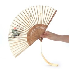 Elegant Silk Bamboo Folding Fan 22cm Handmade Japanese Style Women Gift