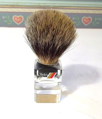 Vintage Shaving Brush Medicis Paris Pure Badger Large Brush W/ Plexi Handle