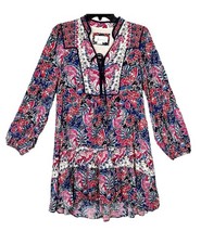 Anthropologie Spliced Tunic Dress Swinging Silhouette Flowy Folk Bold Boho