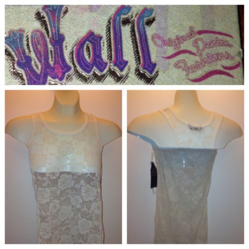 Womens Girls Wall Flower Floral Lace Tank Top Shirt  XS - Afbeelding 1 van 2