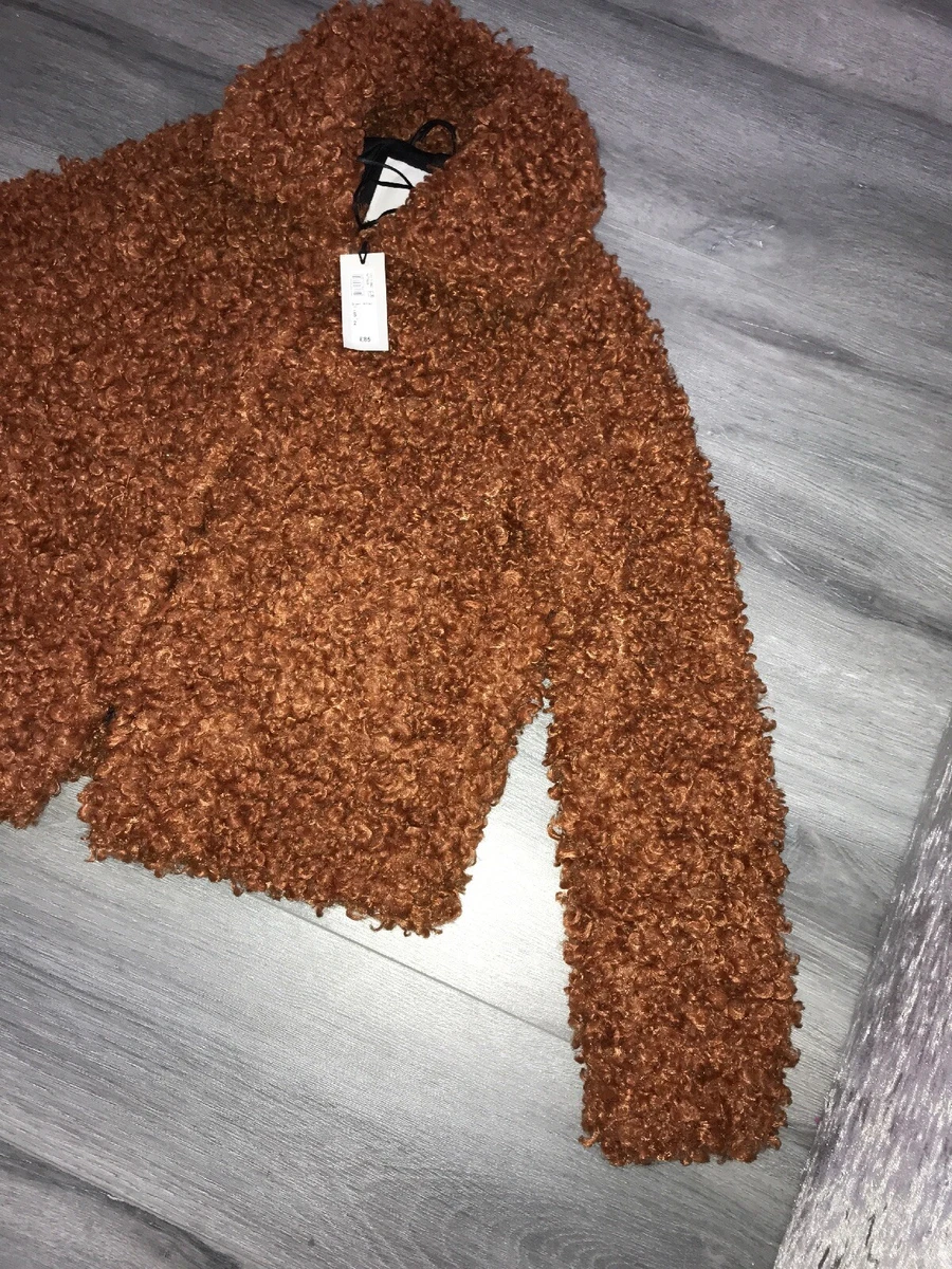 Ladies Size S Uk 8 River Island Brown Teddy Bear Coat Jacket Bnwt