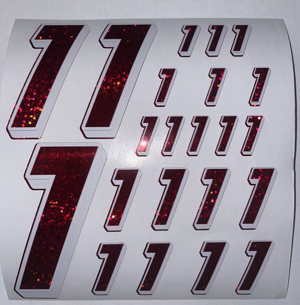 Red Sparkle w/ White Shadow/Outline #1’s Racing Numbers  Rc Box L4