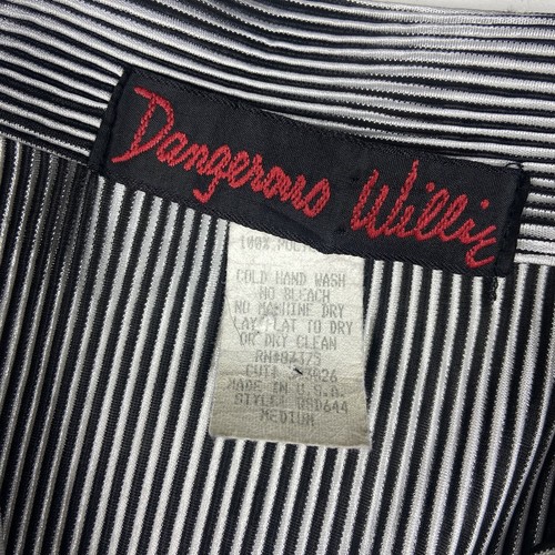 Camisa Discoteca Dangerous Willie Para Hombre De Colección Negra Blanca Acanalada Manga Corta M - Imagen 7 de 7