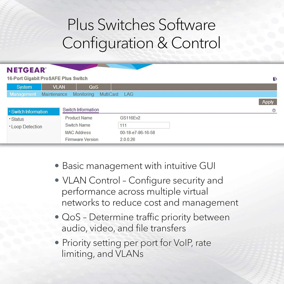 NETGEAR 8-Port PoE Gigabit Ethernet Plus Switch (GS108PEv3) - Managed, with 4 x - Image 2 of 4
