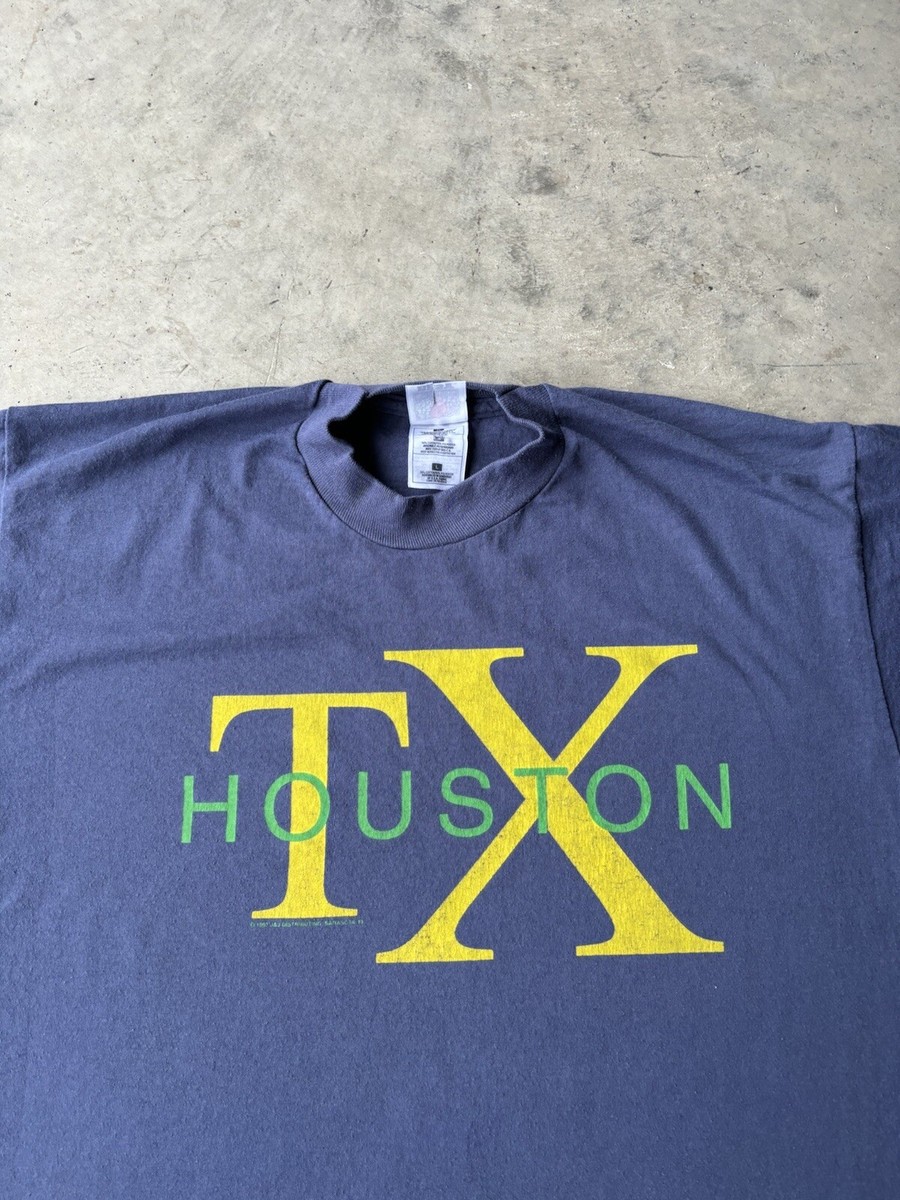 Vintage 90s houtsin texas t-shirt blue size L | eBay
