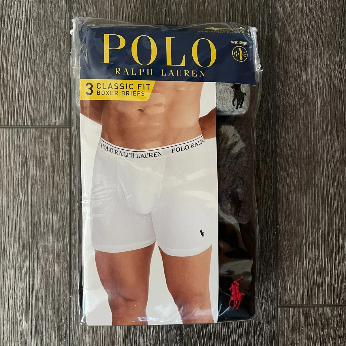 Polo Ralph Lauren Men's Classic Cotton Boxer Briefs 3pk. Black Gray Sz. XL  40-42