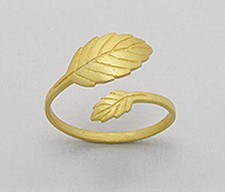 14mm 18K Yellow Gold Plated Adjustable Leaf Ring 1.2g
