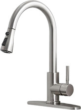 High Arc Single Handle Brushed Nickel Kitchen Faucet with Pull down Sprayer, Sta