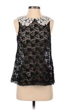 E by Eloise Women Black Sleeveless Blouse Medium Lace Romantic