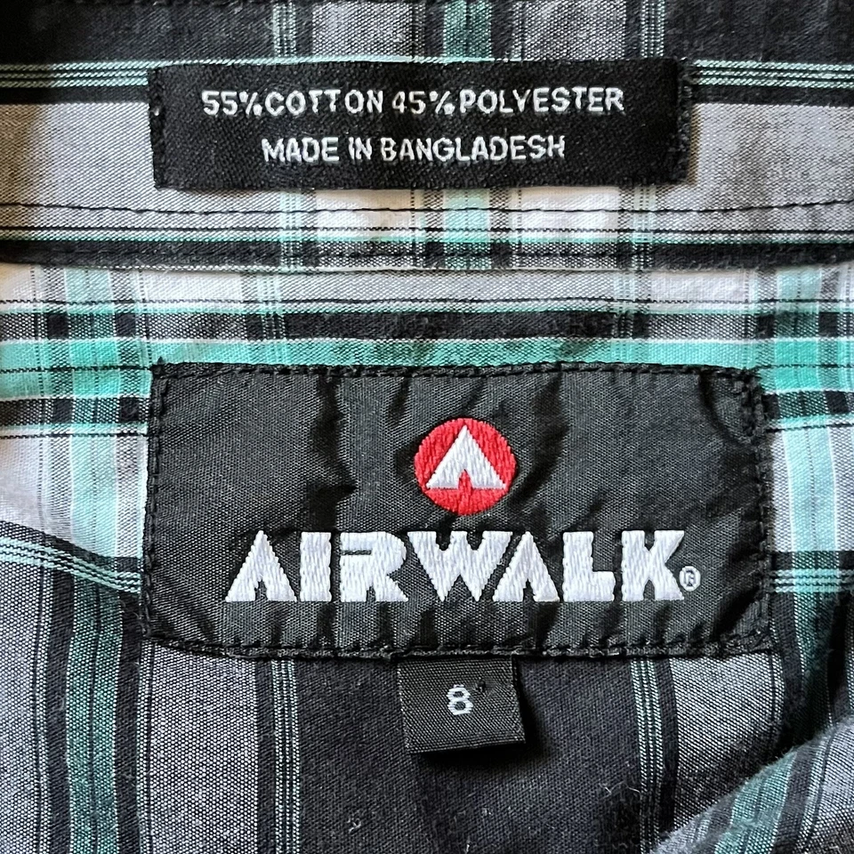 Airwalk Big Boy’s Button up Dress Shirt size 8 Plaid Tartan Black - Image 3 of 4